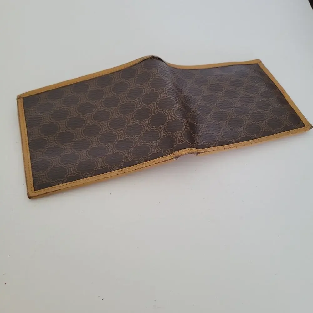 Celine Vintage‎ Bifold Leather Beige Tan Wallet Medium Folding Card Bill Holder